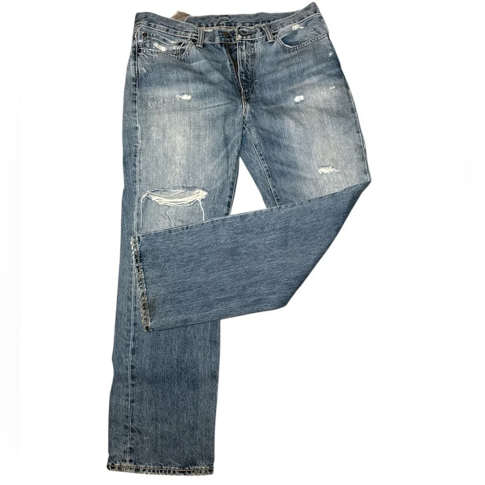 Levi's 514 Men's 2015 Classic Distressed Blue Denim Jeans 35x30 Regular Fit
